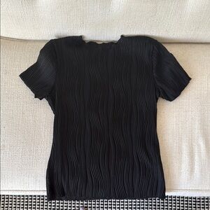 Black Ribbed Short Sleeve T-Shirt
